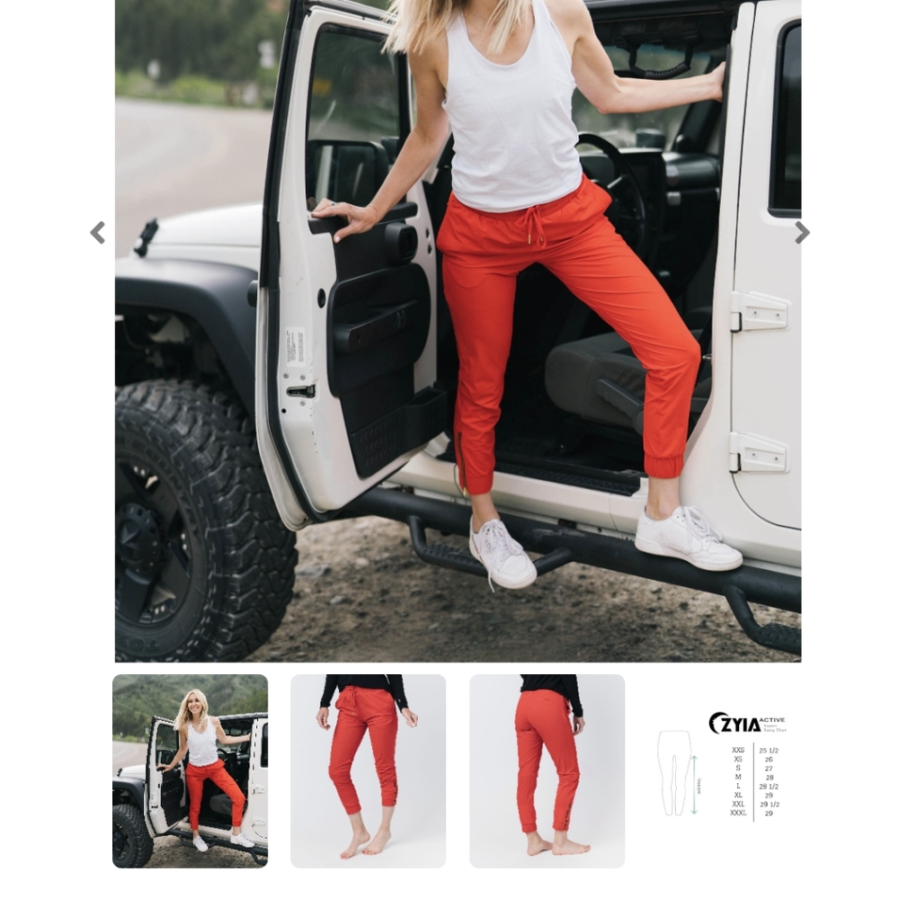 Zyia red everywhere zipper jogger